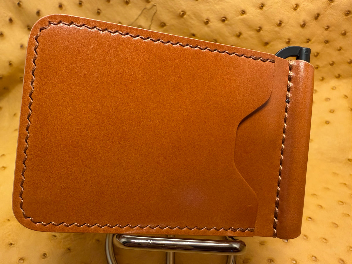 Camel Leder Ogawa Shell Cordovan Money Clip Wallet