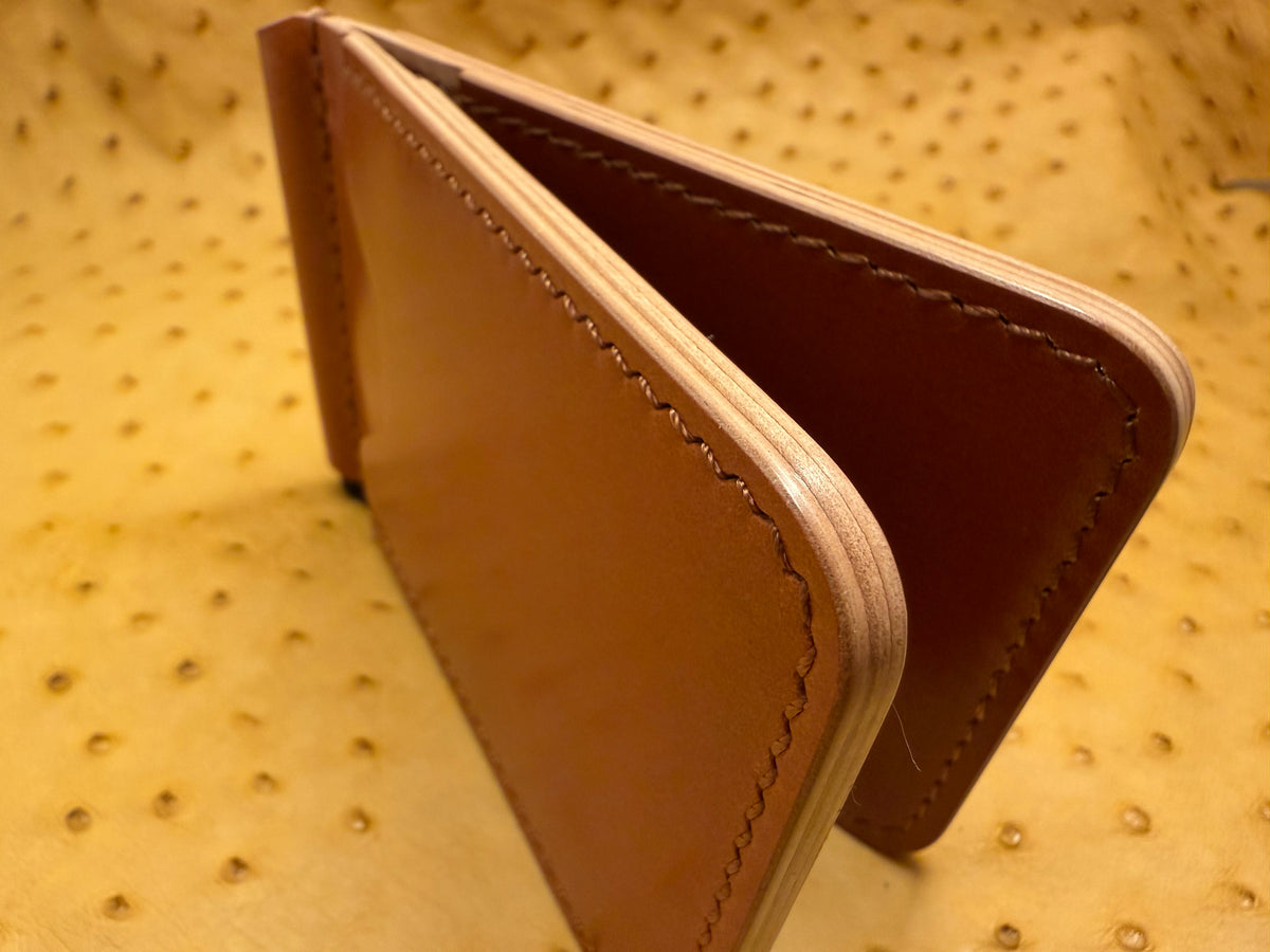 Camel Leder Ogawa Shell Cordovan Money Clip Wallet