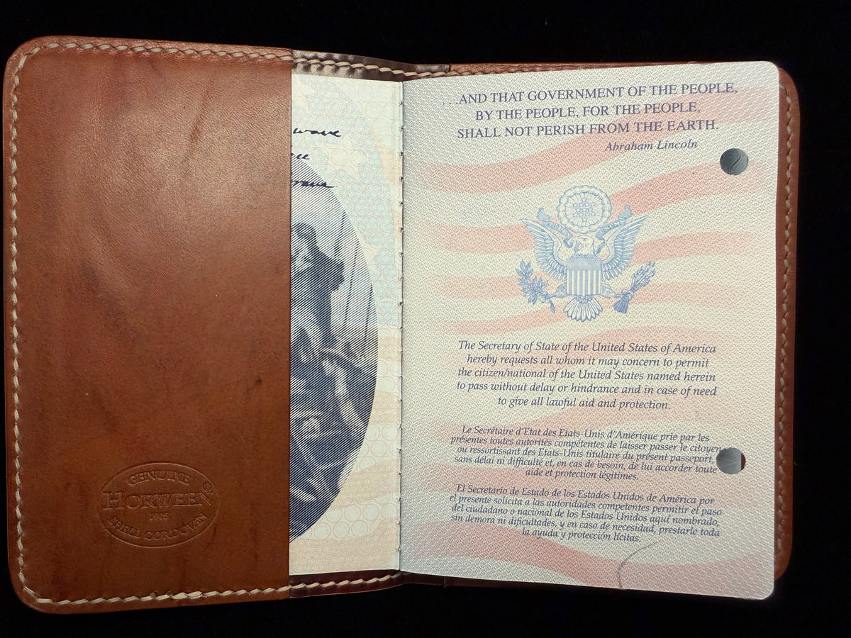 Passport Cover with Small Rear Pocket - Horween Shell Cordovan