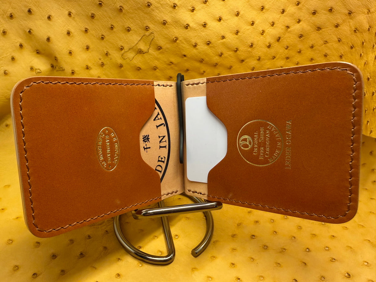 Camel Leder Ogawa Shell Cordovan Money Clip Wallet