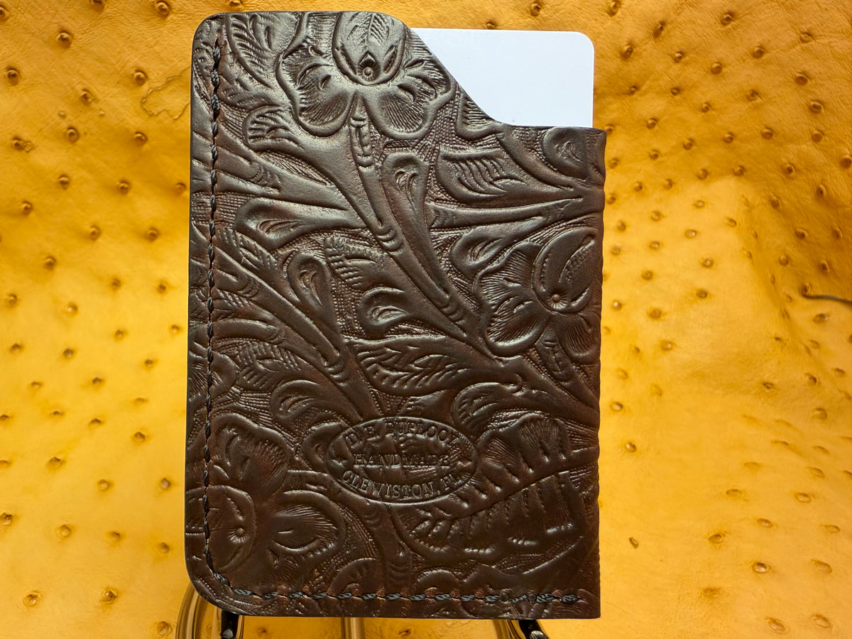 One-Slot Card Holder - Horween Euro Cavalier, Western Floral