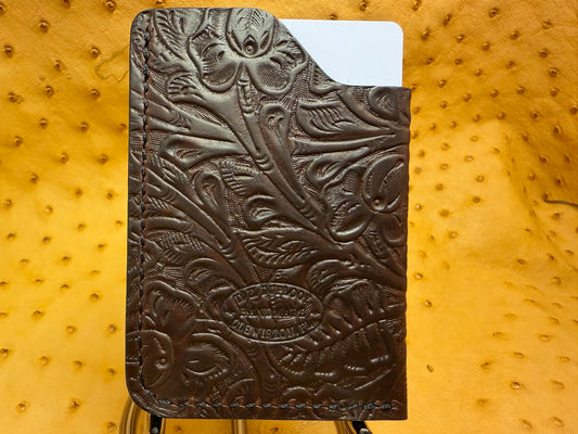 One-Slot Card Holder - Horween Euro Cavalier, Western Floral